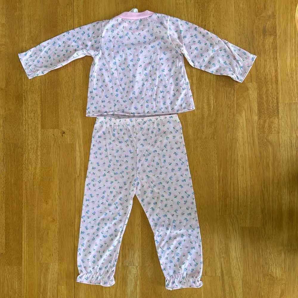 Vintage Pink Floral Girls Toddler Pajamas 3T See Measurements